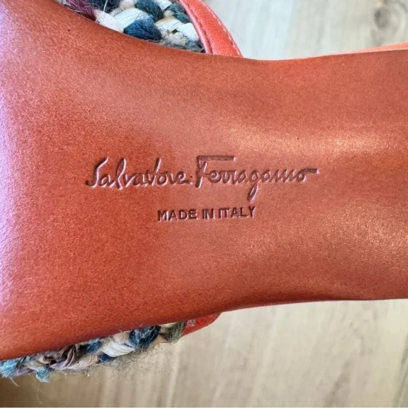 Salvatore Ferragamo Carolin Tweed Mule Lacquer Kitten Heel, Orange, Size 8, EUC - Picture 6 of 10